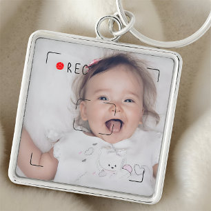 Funny Record Red Dot Custom Photo Keychain