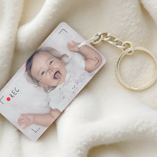 Funny Record Red Dot Custom Photo Keychain