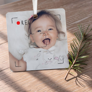 Funny Record Red Dot Custom Photo Metal Ornament