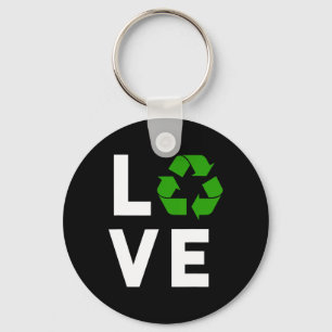 Funny Recycling Symbol Environmental Planet I Love Keychain