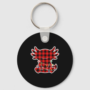 Funny Red And Black Buffalo Plaid Axolotl Christma Keychain