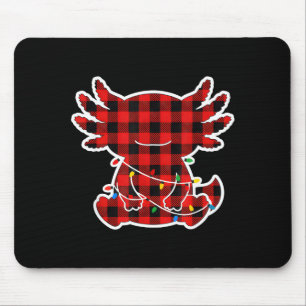 Funny Red And Black Buffalo Plaid Axolotl Christma Mouse Pad
