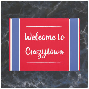 Funny Red and Blue Crazy Town Door Mat