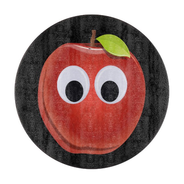 Funny Red Apple with Googly Eyes  Cutting Board (Front)