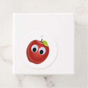 Funny Red Apple with Googly Eyes Favour Tags