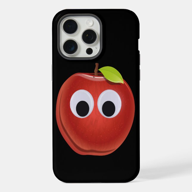 Funny Red Apple with Googly Eyes  iPhone Case (Back)