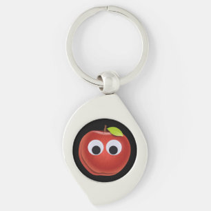 Funny Red Apple with Googly Eyes Keychain