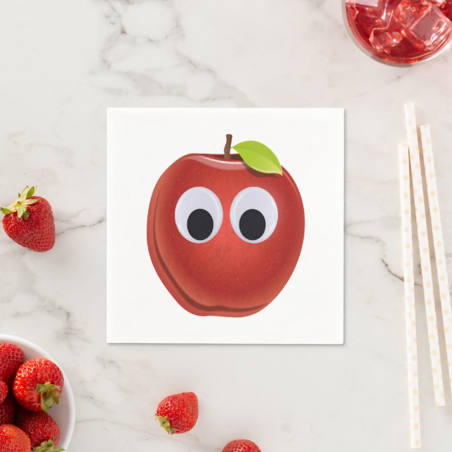 Funny Red Apple with Googly Eyes  Napkin (Insitu)