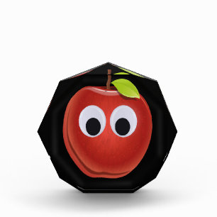 Funny Red Apple with Googly Eyes Photo Block