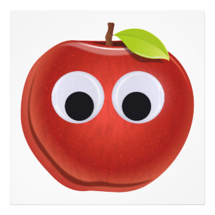 Funny Red Apple with Googly Eyes  Photo Print