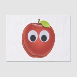 Funny Red Apple with Googly Eyes Tissue Paper