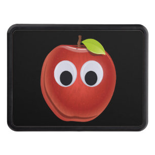 Funny Red Apple with Googly Eyes Trailer Hitch Cover