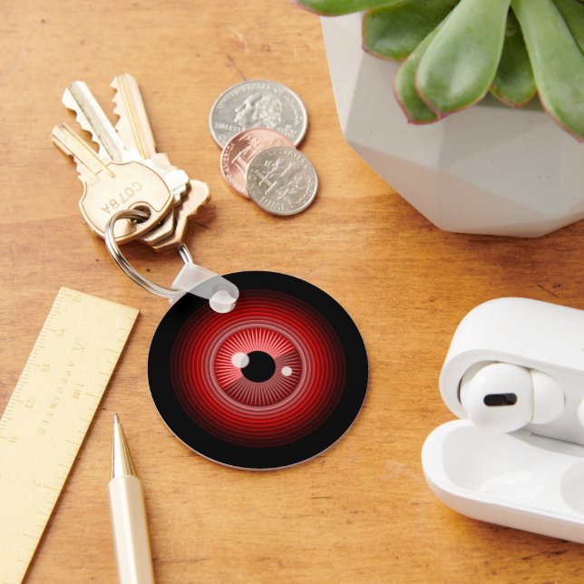 Funny Red Black Evil Devil Eye Magic Art Keychain (Desk)
