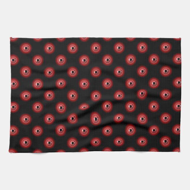 Funny Red Black Evil Devil Eye Magic Art Kitchen Towel (Horizontal)