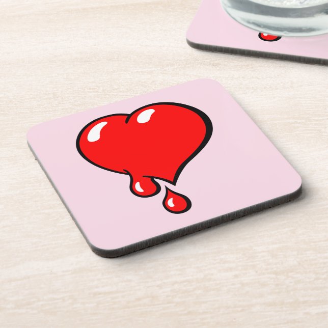Funny Red Bleeding Heart Liberal Pop Art Coaster (Left Side)