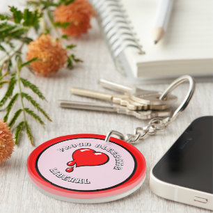 Funny Red Bleeding Heart Liberal Pop Art Keychain