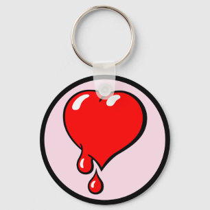 Funny Red Bleeding Heart Liberal Pop Art Keychain