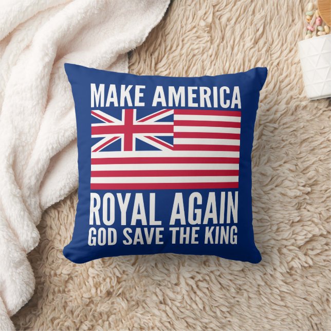 Funny Red Blue Make America Royal Again Vector Art Throw Pillow (Blanket)