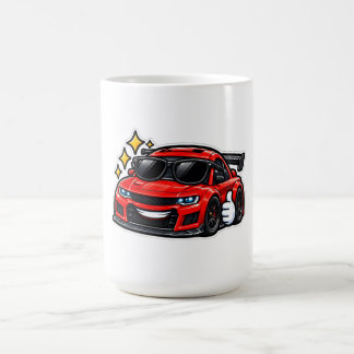 Funny Red Car With Sunglass Coffee Cup