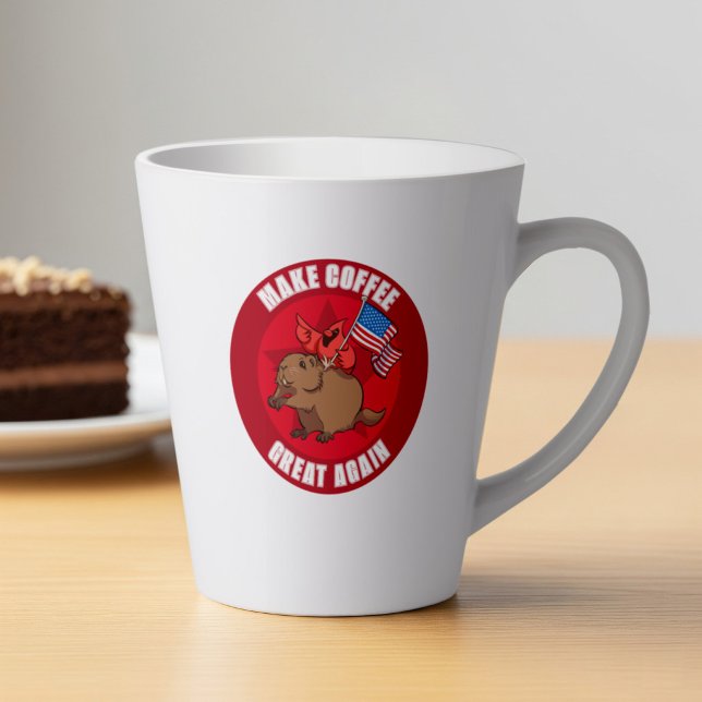 Funny Red Cardinal Make Coffee Great Again Cartoon Latte Mug (Creator Uploaded)
