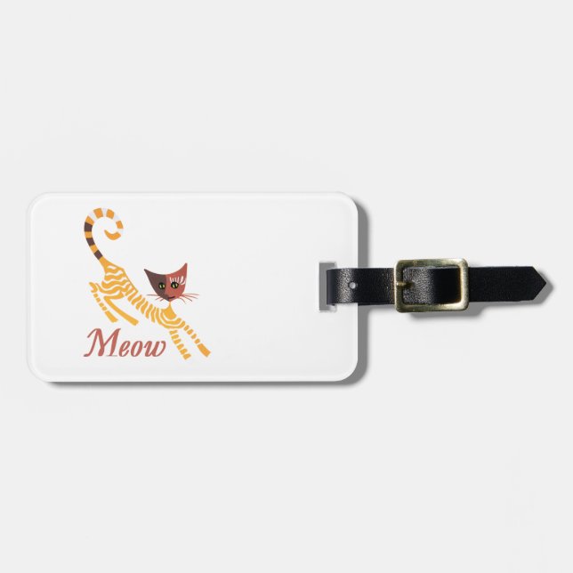 Funny red cat luggage tag (Front Horizontal)