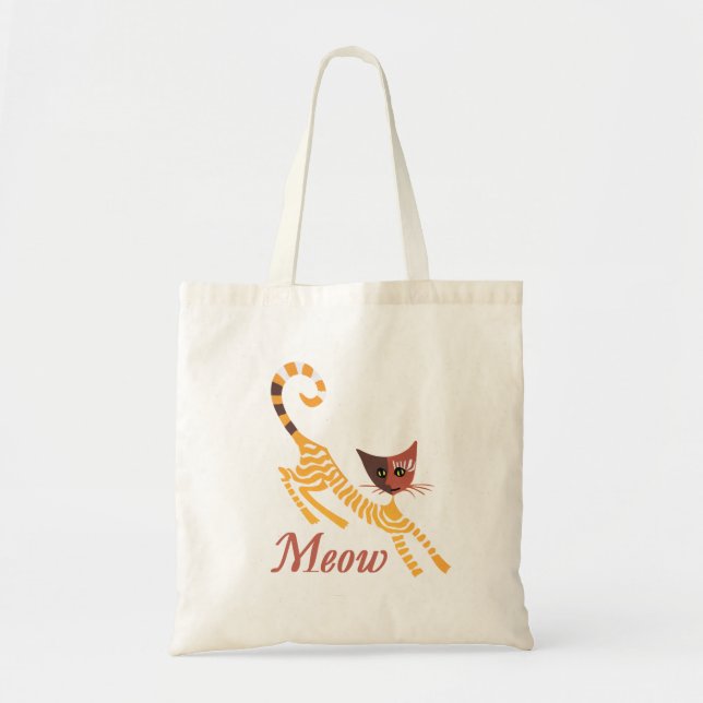 Funny red cat tote bag (Front)