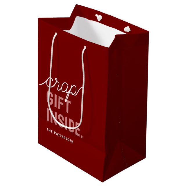 Funny Red Christmas Holiday Medium Gift Bag (Front Angled)