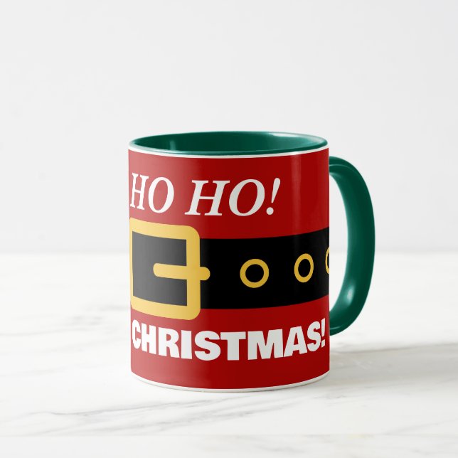 Funny red Christmas Santa Claus suit and belt Mug (Front Right)
