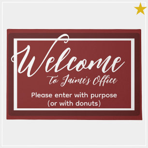 Funny Red Custom Name Office Workplace Door Mat