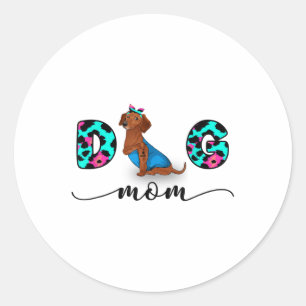 Funny Red Dachshund Tattoo I Love You Dog Mom Leop Classic Round Sticker