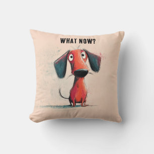 Funny Red Dog – Whimsical Cartoon Pet Art Throw Pillow
