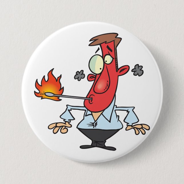 Funny Red Face Man with Thermometer Fever 3 Inch Round Button (Front)