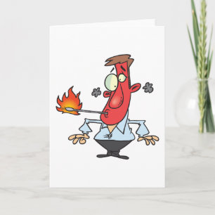 Funny Red Face Man with Thermometer Fever Card
