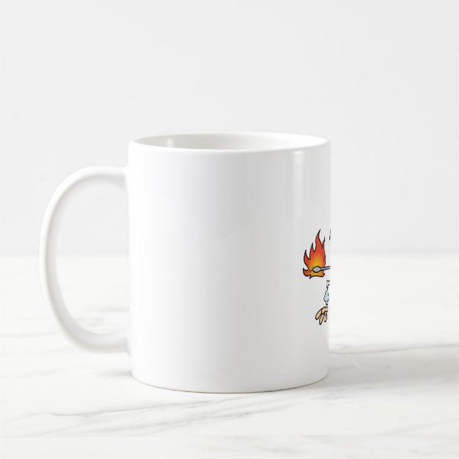 Funny Red Face Man with Thermometer Fever Coffee Mug (Left)