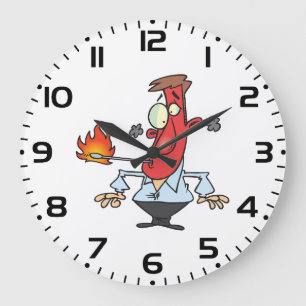 Funny Red Face Man with Thermometer Fever Large Clock