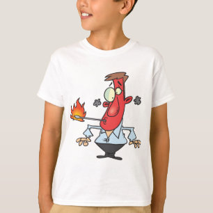 Funny Red Face Man with Thermometer Fever T-Shirt