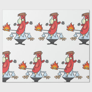 Funny Red Face Man with Thermometer Fever Wrapping Paper