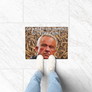Funny Red-Faced Robert F. Kennedy Jr & Brain Worms Doormat