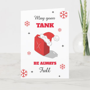 Funny Red Gas Can Christmas Joke Humour Snowflakes Thank You Card