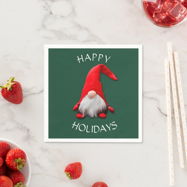 Funny Red Gnome Christmas Napkin (Insitu)