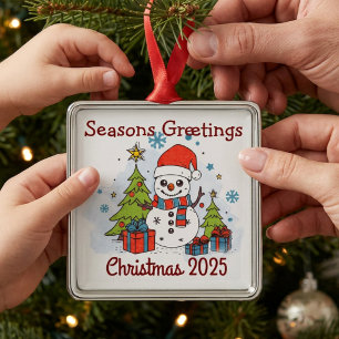 FUNNY Red &Green Christmas 2024 Vintage Metal Ornament