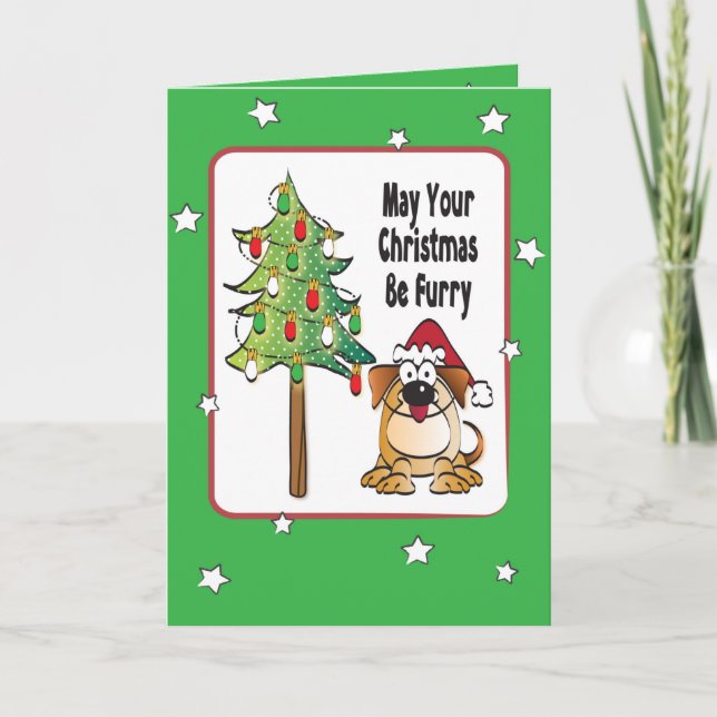 Funny Red Green Dog Christmas Card (Front)