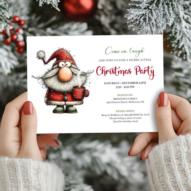 Funny Red Green Santa Watercolor Christmas Card (Funny Red Green Santa Watercolor Christmas Card)