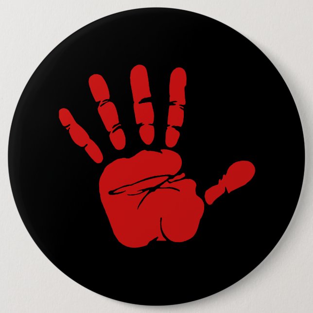 Funny Red Hand 6 Inch Round Button (Front)