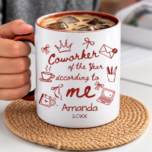 Funny Red Hand Drawn Doodle Coworker Quote Mug