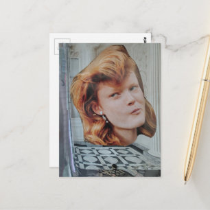 Funny Red Head in a Elegant Room surreal collage Postcard