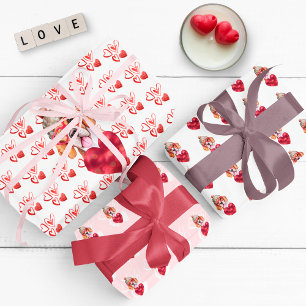 Funny Red Hearts Beagle Dog Lover Valentine's Gift Wrapping Paper Sheet