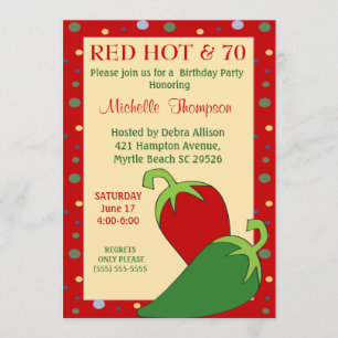 Funny Red Hot 70e anniversaire Invitations