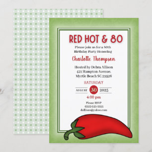 Funny Red Hot 80e anniversaire Invitations