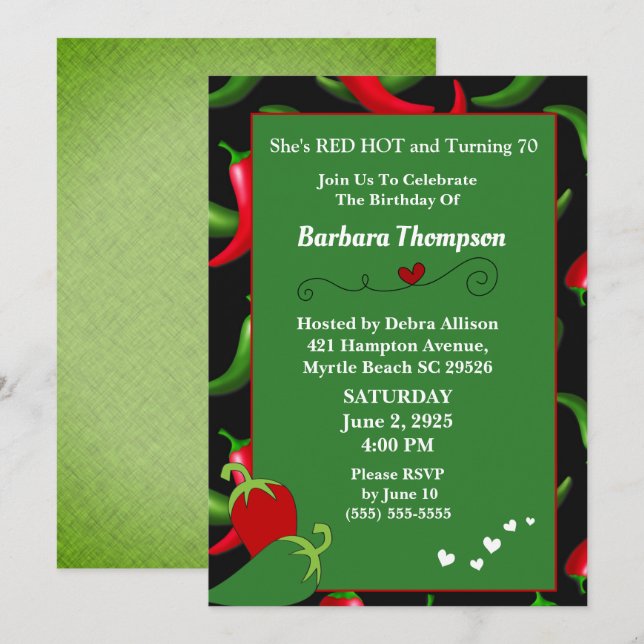 Funny Red Hot-Your Age- Birthday Invitation (Front/Back)